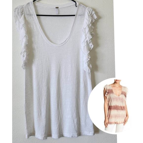 Young Fabulous & Broke YFB Linen Tiered Ruffle White Tank Small - Picture 2 of 6